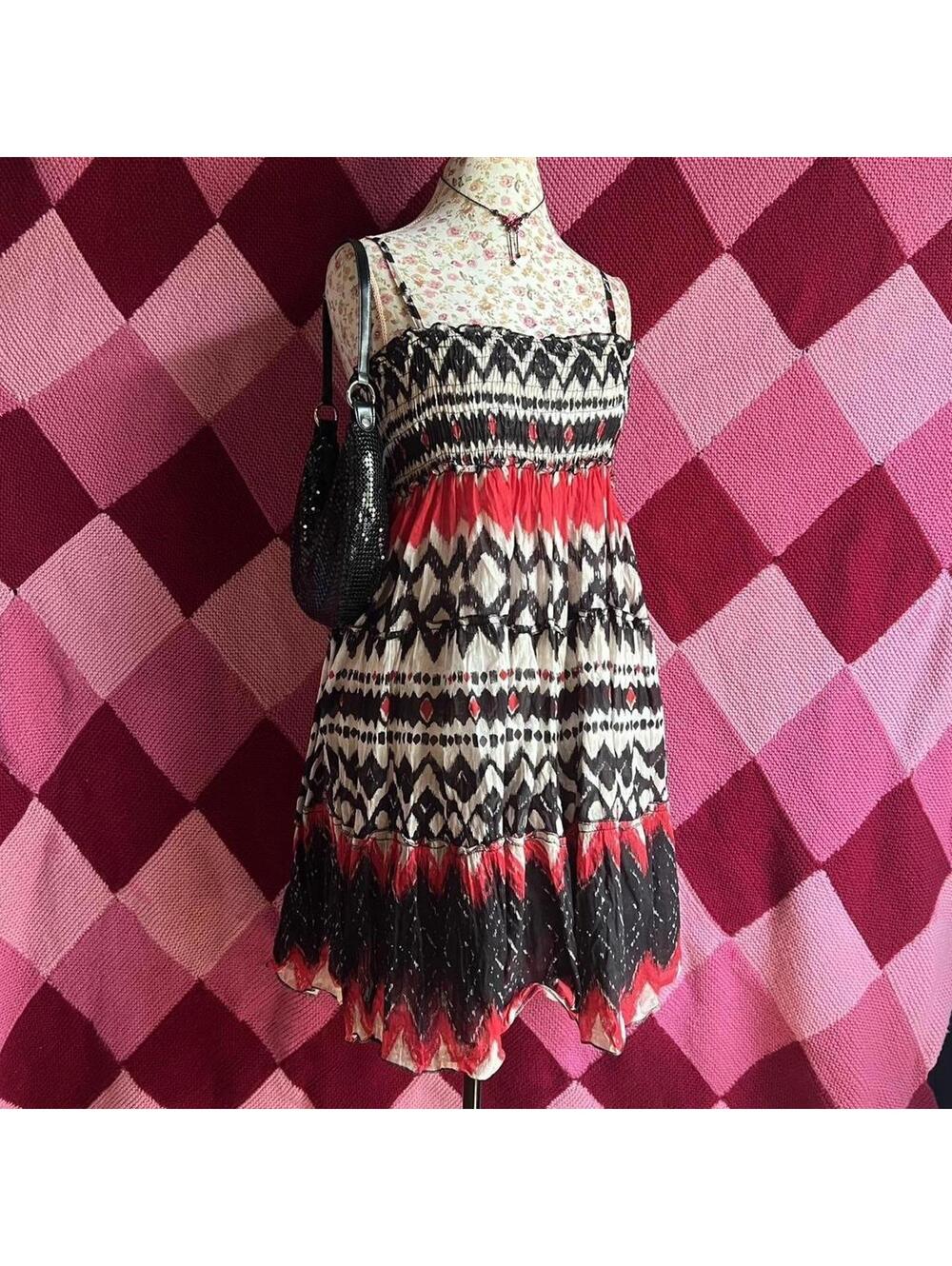 vintage y2k tribal print boho sundress